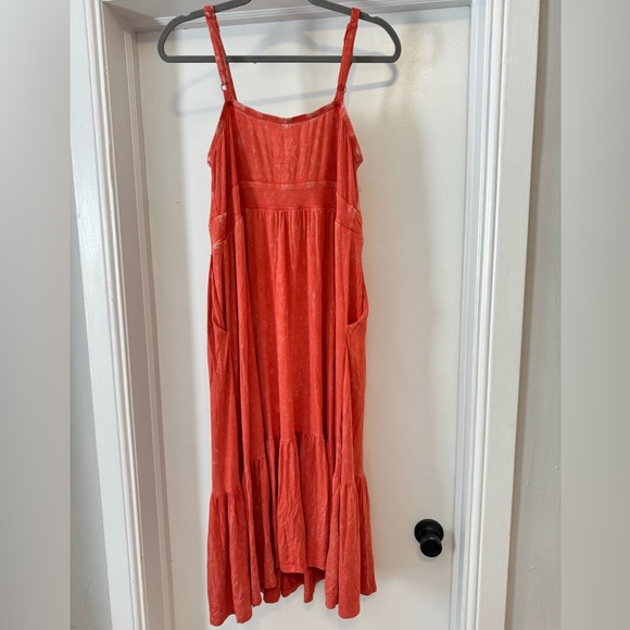 Torrid Tiered Midi Skater Dress - Super Soft Orange Wash - Picture 6 of 11